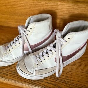 Women's High-Top Sneakers in White and Pink